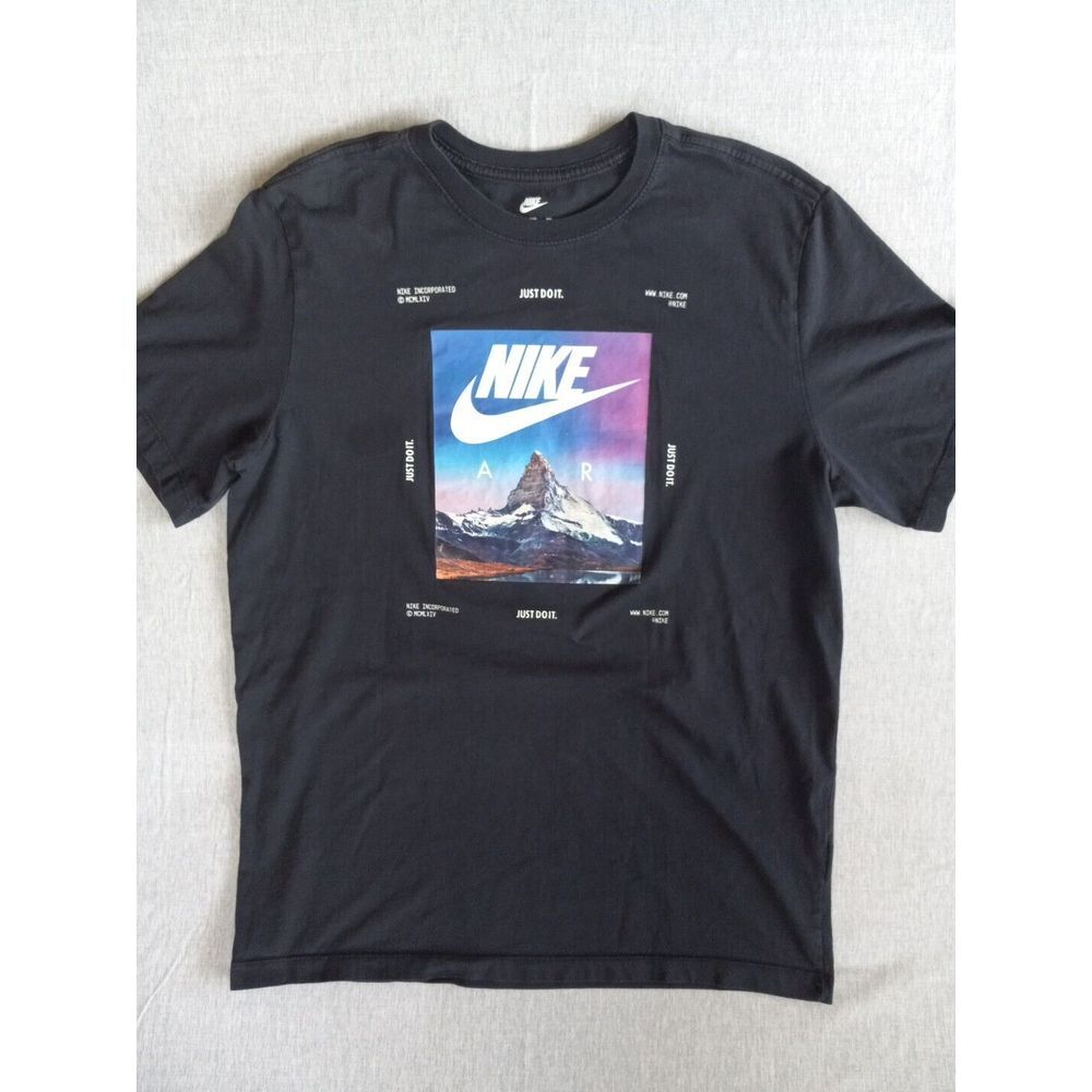 The Nike Air Tee Large Just Do It Art Printed Logo Athletic Pullover Black Shirt